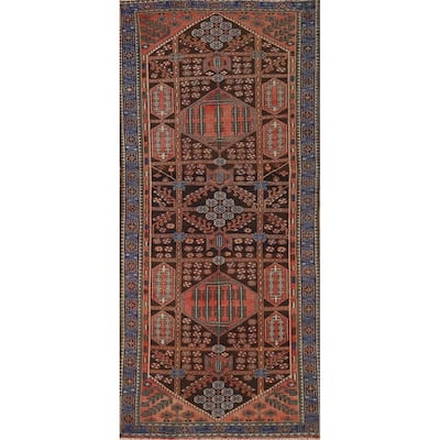 Brown Bakhtiari Persian Vintage Runner Rug Handmade Wool Carpet - 3'10"x 9'6"