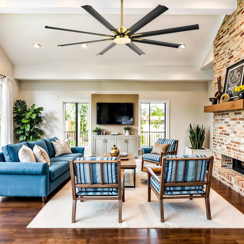 CO-Z 72" 6 - Blade Aluminum LED Ceiling Fan with Dimmable Light and Remote for Great Room