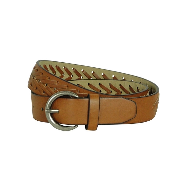 Style & Co. Women's Laced Braid Faux Leather Belt - WHISKEY - L