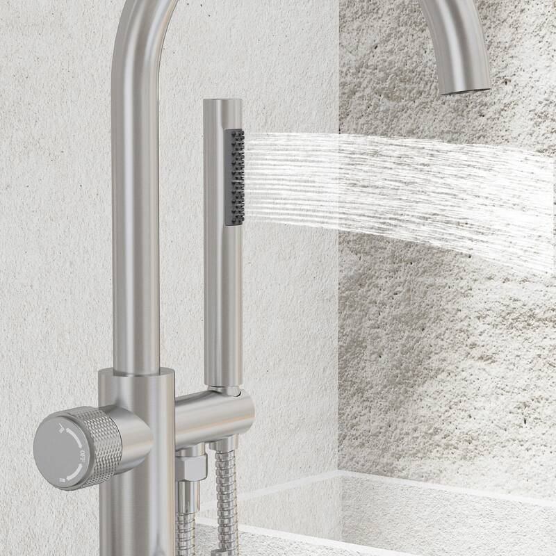 Modland 46'' Outdoor Shower System 316 Stainless Steel Thermostatic Freestanding Poolside Faucet with Swivel Spout - 46'' H