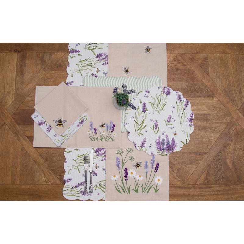 20" x 20" Lavender Fields Reversible Graphic Print Machine Washable Napkins Set of 6 - Purple