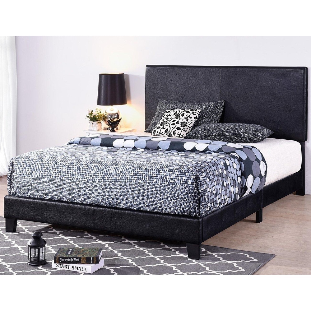 Black Queen Size Faux Leather Upholstered Platform Bed Overstock 32783236