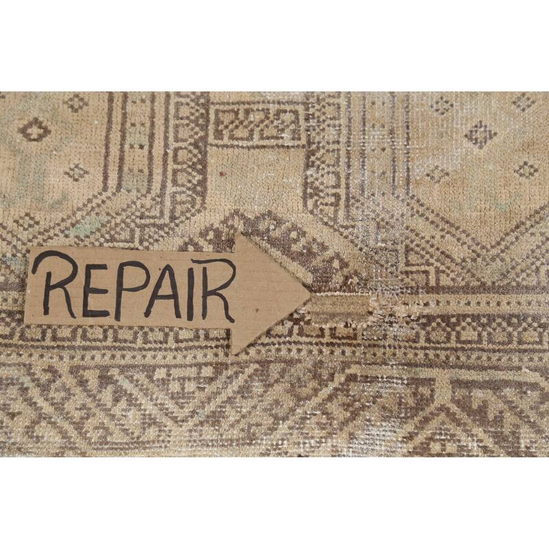 Hand Knotted Oriental 100% Wool Carpet Traditional Geometric Brown Hamedan Area Rug - 9' 7'' X 5' 5''