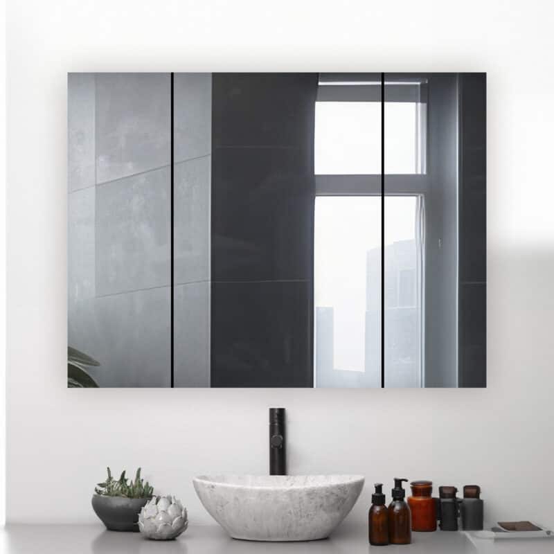 AQUADOM Royale 48W Medicine Cabinet Defogger, 3X LED Lighted Vertically Adjustable Magnifying Mirror, Electrical Outlets.