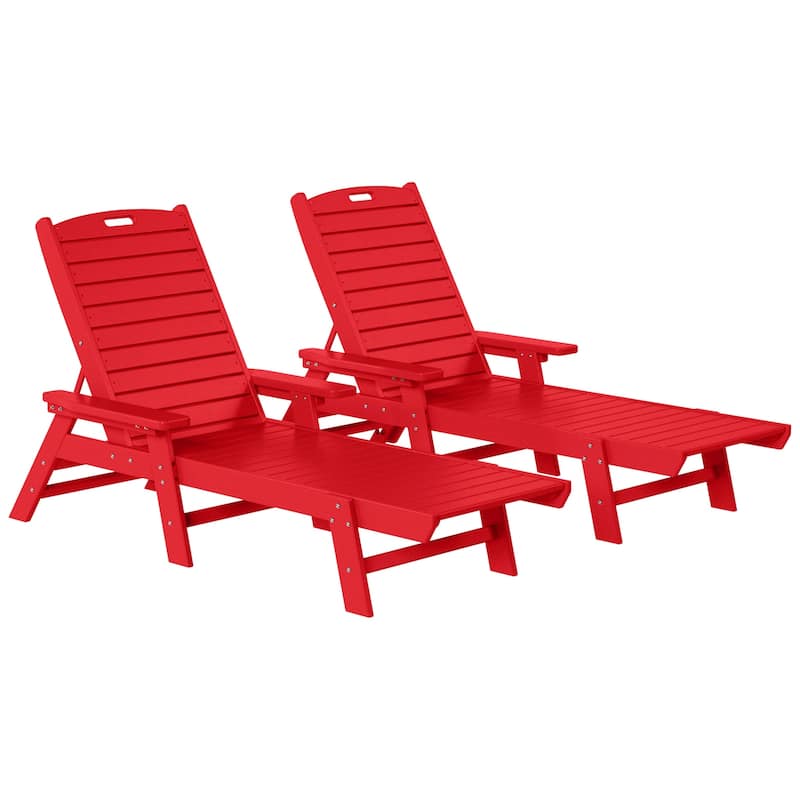 Laguna Hdpe All Weather Outdoor Patio Pool Reclining Chaise Lounge (Set Of 2) - Red