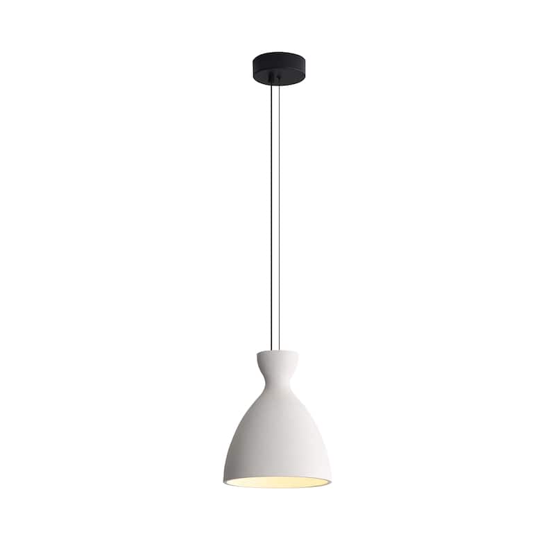 Golden Lighting Aethera 10in Integrated LED Pendant in White Sandstone Cement - Gold