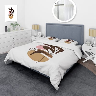 Designart 'Elementary Shapes With Abstract Plants' Modern Duvet Cover Set