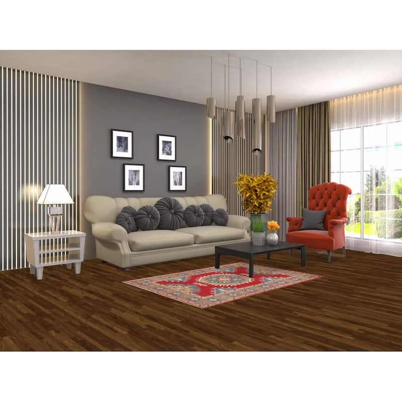 Traditional Red Kazak Oriental Accent Rug Hand-Knotted Wool Carpet - 3'5" x 4'11"