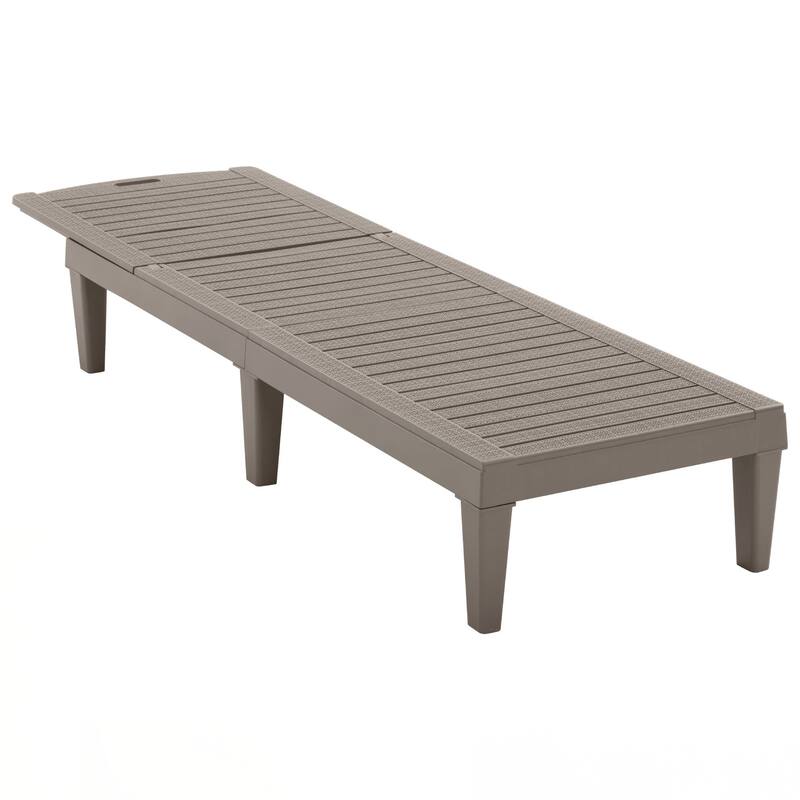 2-Piece Outdoor Chaise Lounges Resin Pool Lounge Chairs Outdoor Chaise Lounge Chair Set with Adjustable Backrest