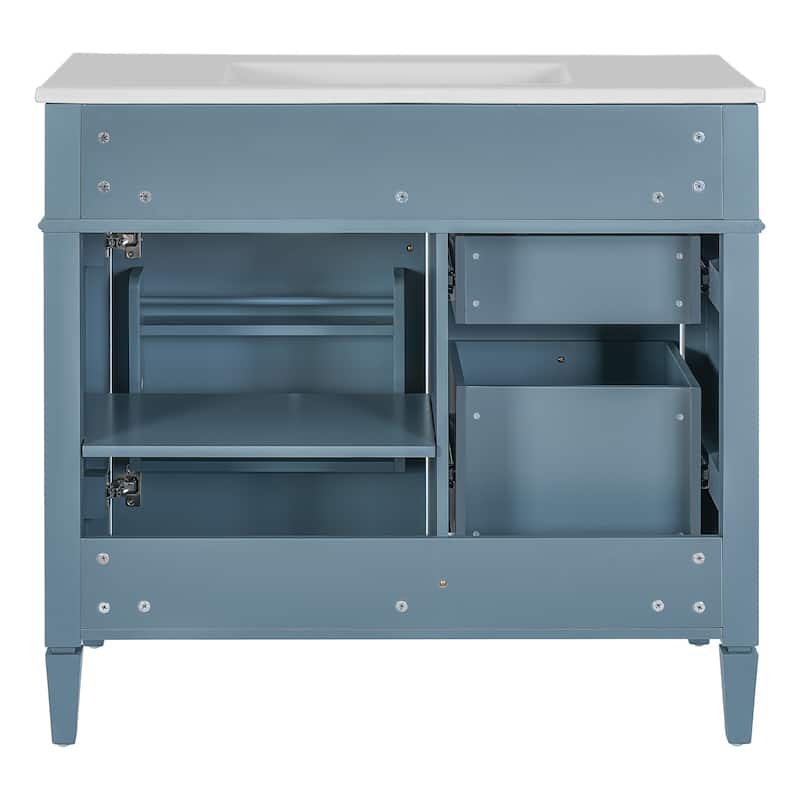 36"Bathroom Vanity with Top Sink, Bathroom Storage Cabinet with 2 Drawers and a Tip-out Drawer, Single Sink Bathroom Vanity
