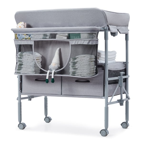slide 2 of 25, Foldable Baby Changing Table with 2 Drawers N-226