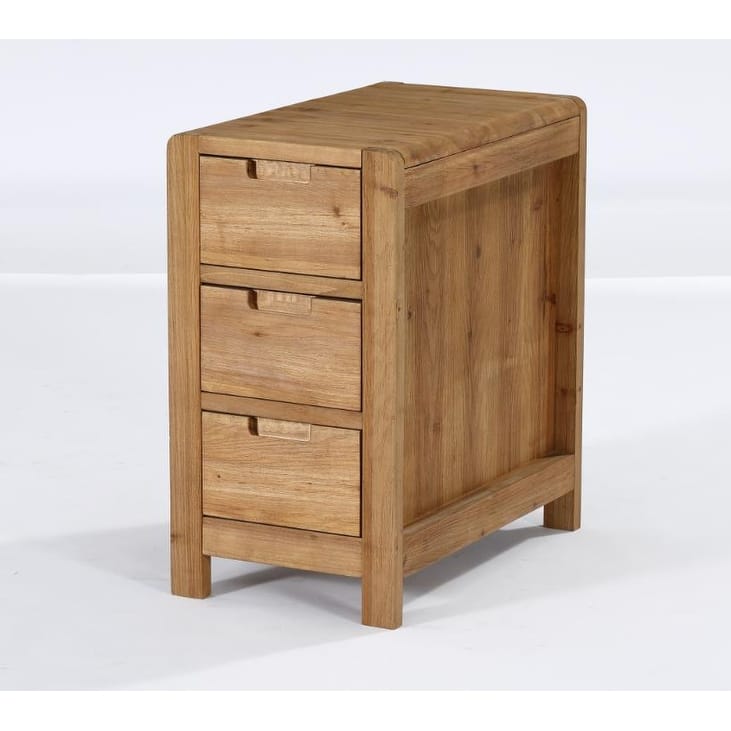 Solid Wood End Table with Drawers - 1-Piece