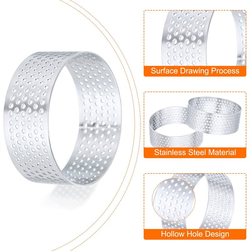 6Pcs Stainless Steel Cake Rings Round Perforated Baking Dessert Cake Ring