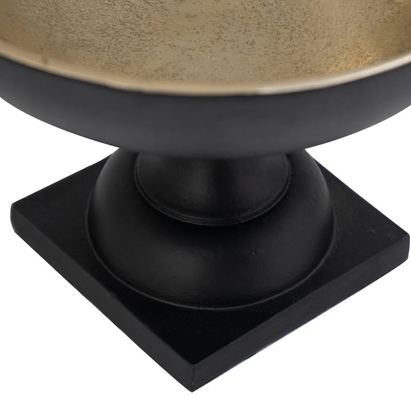 10 Inch Vintage Style Accent Bowl, Gold, Antique Black, Pedestal Stand