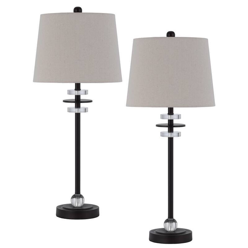 Sitka 28.5" Height Metal/Crystal Lamp Set in Black Finish