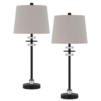 Sitka 28.5" Height Metal/Crystal Lamp Set in Black Finish
