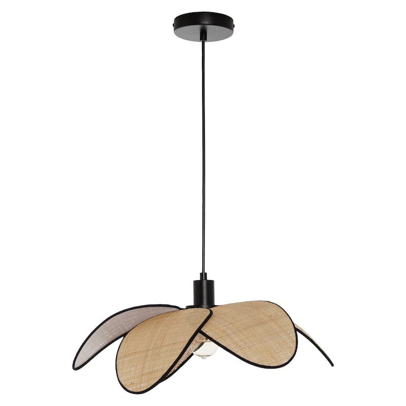 Dorothea River of Goods Tan and Black Metal and Raffia 6-Piece Dome Shade 19-Inch Pendant Light - Tan/Black - 19" x 19" x 9/57"