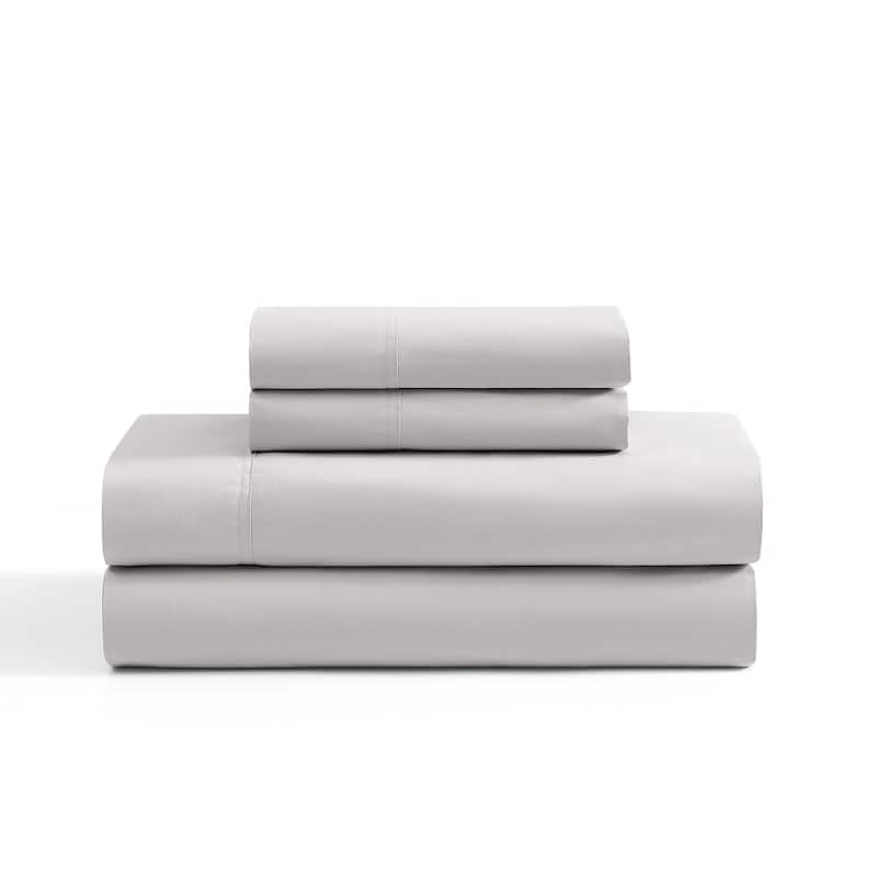 Tommy Hilfiger Solid Percale Cotton Sheet Set - Grey - Full
