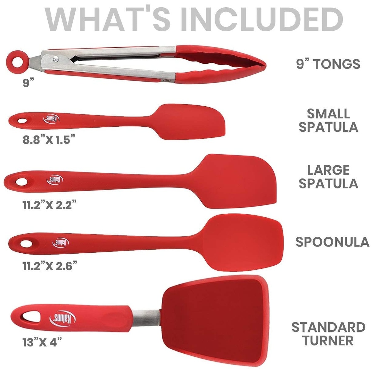 Silicone Spatula Turner set Non stick Heat resistant 5 piece