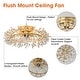 preview thumbnail 9 of 11, 23" Contemporary Gold 4-Light Crystal Low-Profile Flush Mount Ceiling Fan with Remote