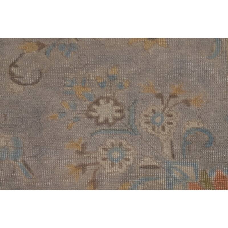 Geometric Tabriz Persian Area Rug Handmade Grey Wool Carpet - 9'3"x 12'4"