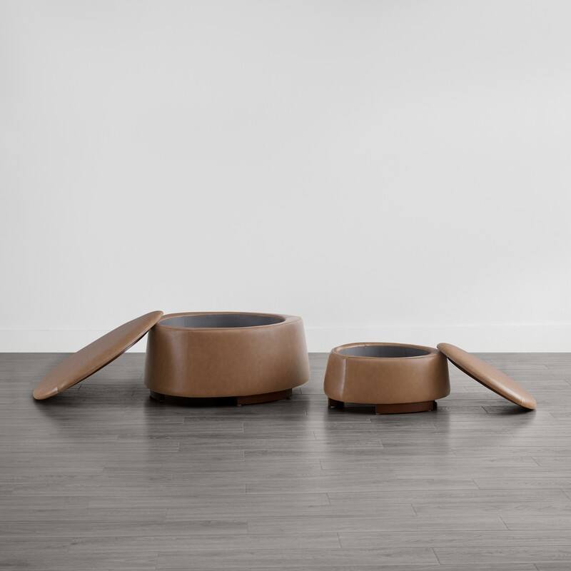 Bridget Storage Ottoman Set Stone-Shaped Footrest for Living Room