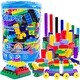 preview thumbnail 1 of 3, Dimple 300 Pcs Building Block Set for Kids - Soft Plastic Interlocking Blocks w Rolling Train Bases, Carry Bag,Colorful STEM Toy