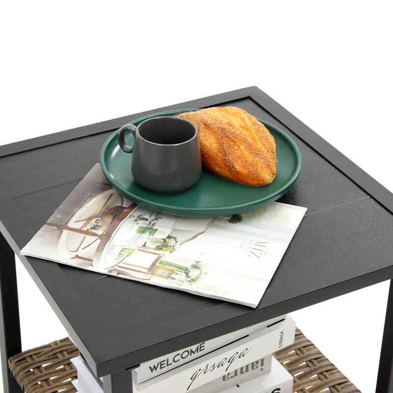 3 Piece Outdoor Rattan Rocking Chair with Coffee Table