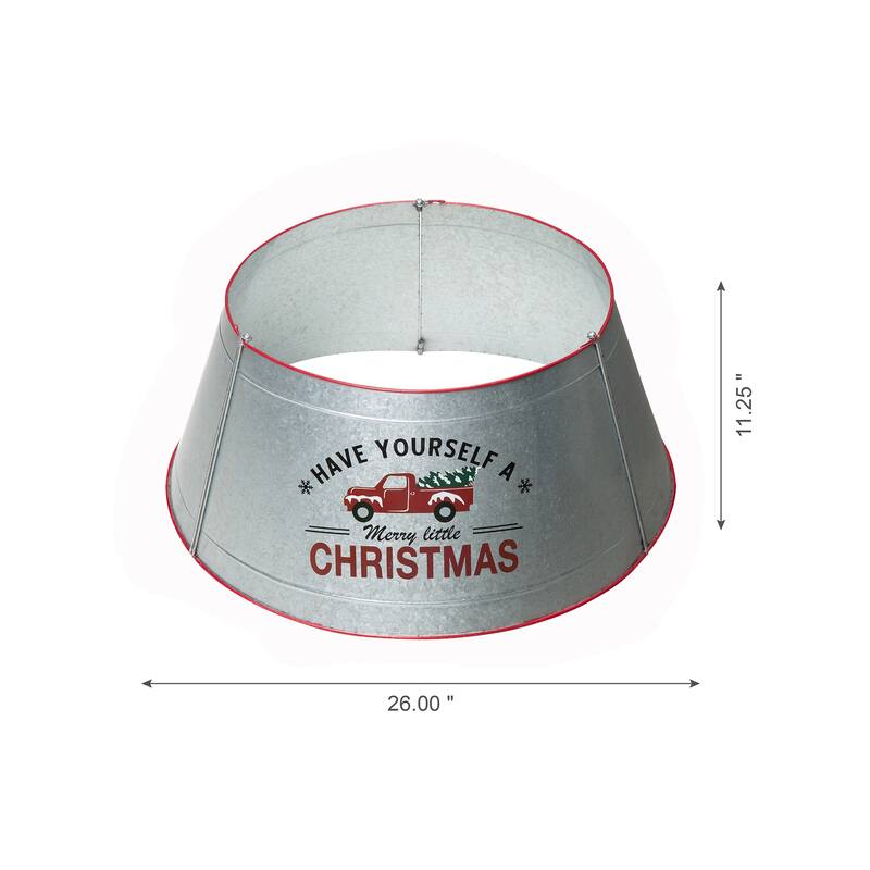 Glitzhome 40.5"D Galvanized Metal Christmas Truck Tree Collars