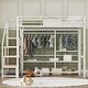 preview thumbnail 10 of 10, Twin/Full Size Metal Loft Bed Frame with Wardrobe(w/Curtain), Storage Staircase and Guradrails, Large Space Underneath - White
