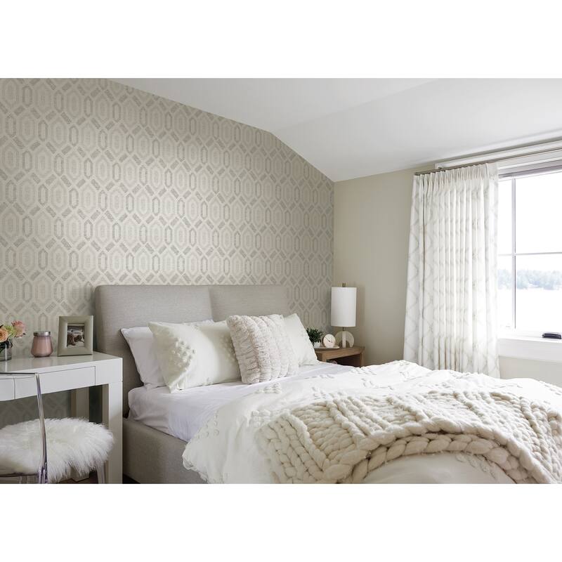 A-Street Prints Paititi Sterling Diamond Trellis Wallpaper