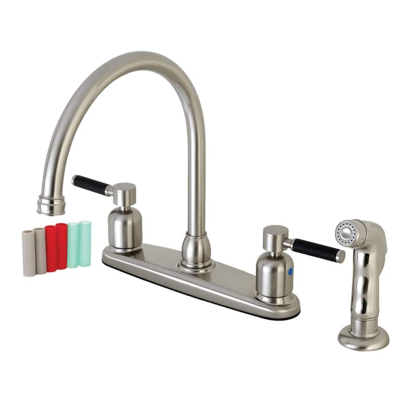 Kingston Brass Kaiser 1.8 GPM Standard Kitchen Faucet - Includes Side - Brushed Nickel