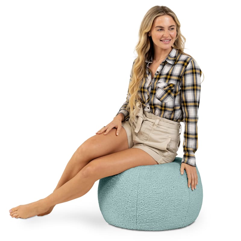 Jaxx Ellis Pouf - Modern Shearling Faux-Lamb Plush Fleece Ottoman