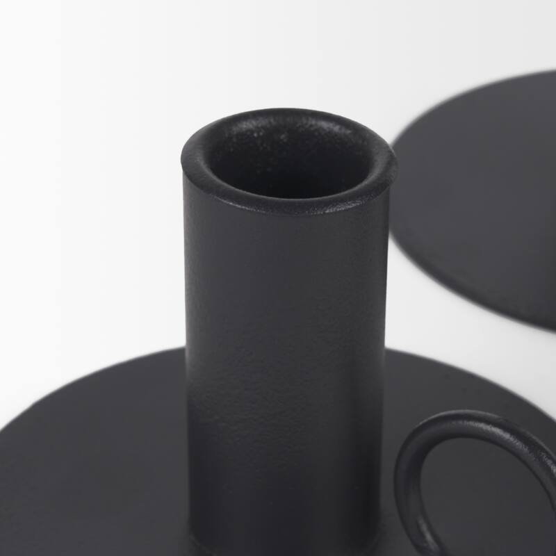 Noir Matte Black Metal Candle Holders (Set of 3) - 3.9L x 3.9W x 7.1H