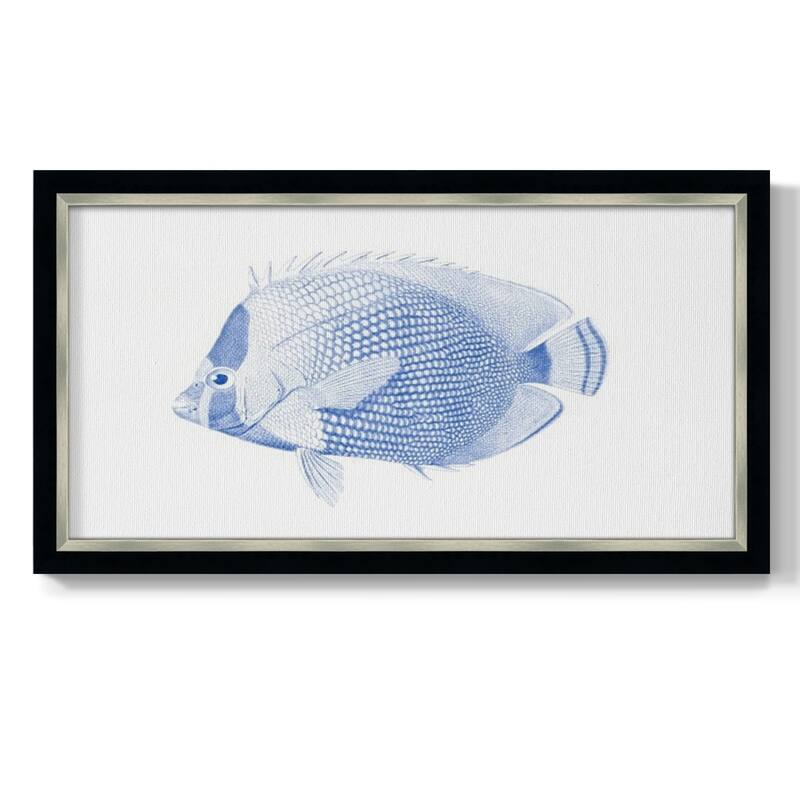 Blue & White Tropical Fish VI Premium Framed Canvas- Ready to Hang