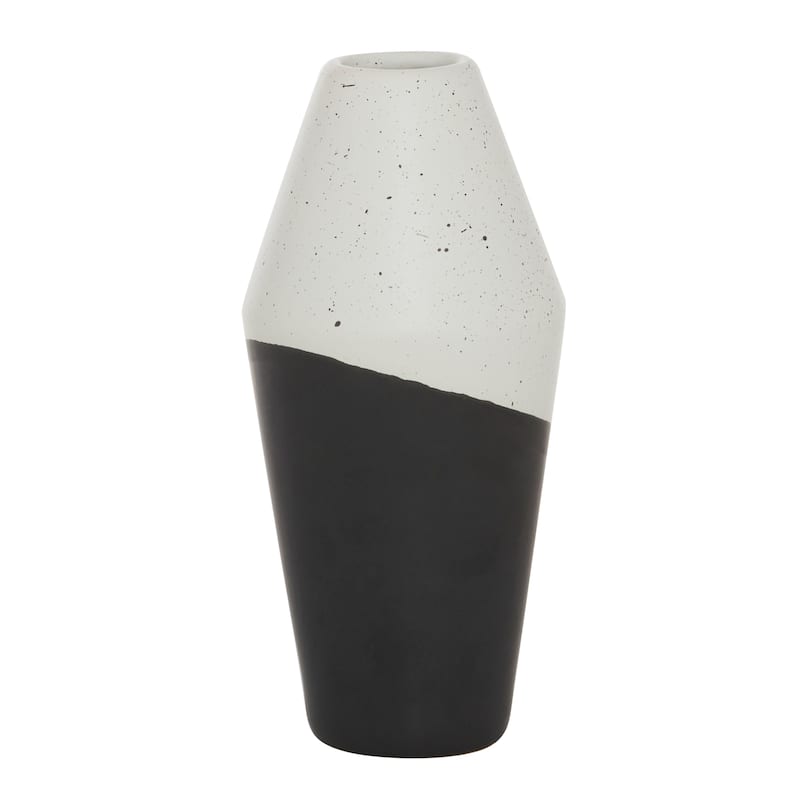 Black Ceramic Handmade Color Block Speckled Decorative Vase