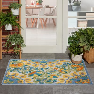 Nourison Aloha Modern Floral Vibrant Multicolored Indoor/Outdoor Area Rug