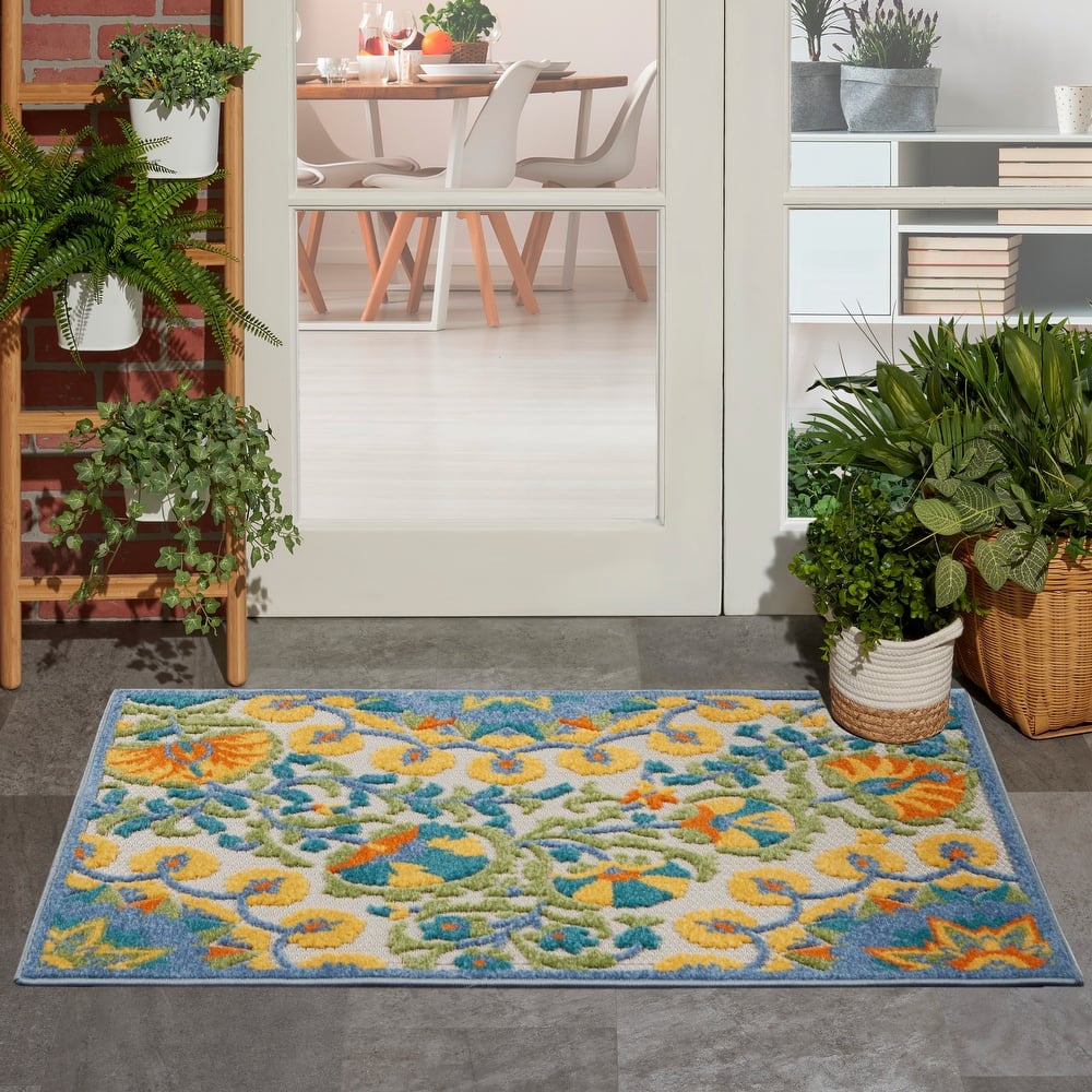 Nourison Aloha Modern Floral Vibrant Multicolored Indoor/Outdoor Area Rug