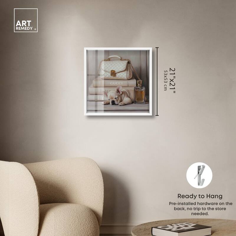 Ivory Books and Frenchie Shadowbox by Art Remedy
