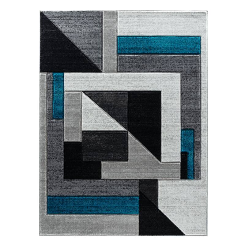 Abstract Geometric Shapes Modern Hand-Carved Soft Living Room Area Rug ...