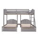 preview thumbnail 10 of 11, Full Over Twin & Twin Velvet Triple Bunk Bed with Drawers, Gray
