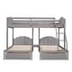 preview thumbnail 28 of 31, Velvet Triple Bunk Bed, Full Over Twin & Twin Wood Triple Bunk Beds with 2 Storage Drawers, Stairs, Sturdy Guardrails for 3 Kids
