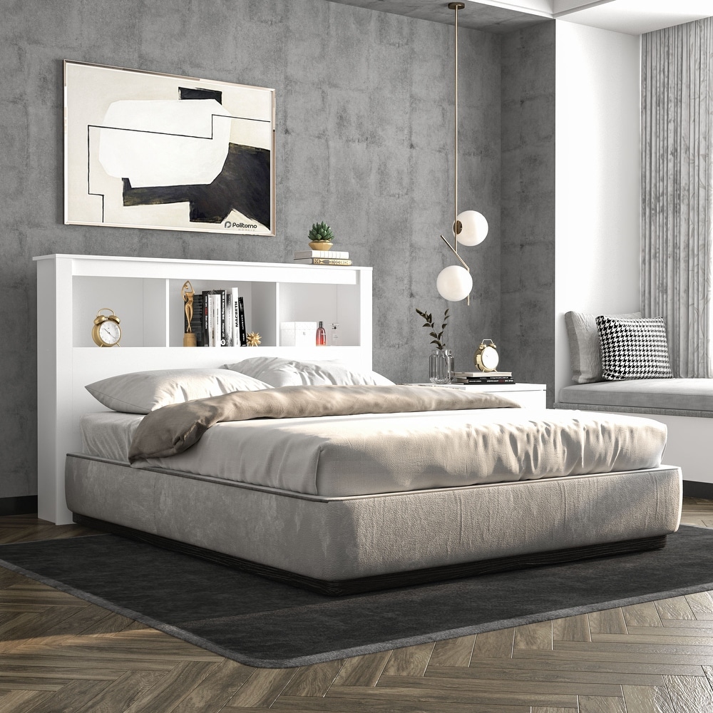 White bookshelf headboard outlet queen