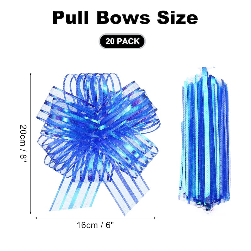 20pcs Pull Bows 6.3 Inch Wide Ribbon Gift Bows for Gift Wrapping - Dark Blue