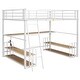 preview thumbnail 4 of 5, Metal Full Size Loft Bed with Desk, Storage Shelves and Charging Station