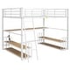 preview thumbnail 5 of 24, Twin/Full Size Metal Loft Bed with Ladder and Built-in Long Desk, Kids Storage Bed Frame with Shelves and USB Ports