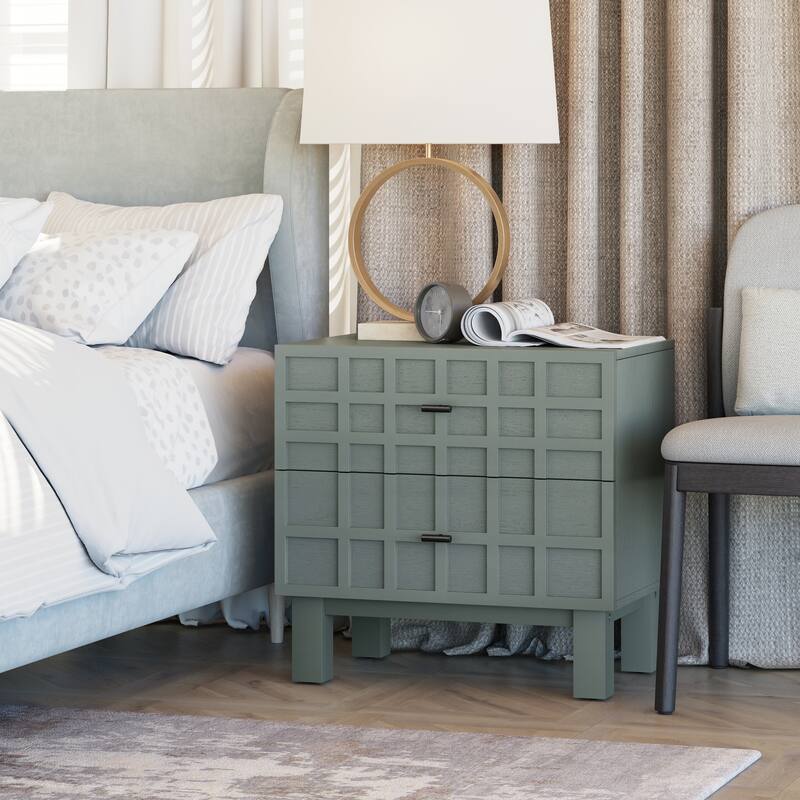 COZAYH Modern Sideboard Buffet Cabinet, Minimalist Chest for Living Room, Nightstand, Light Green - 2-Drawer