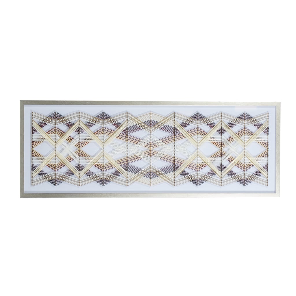 Cotton Fabric Geometric Handmade String Art Framed Wall Art with Silver Frame - Multi Colored - Roche River Decor