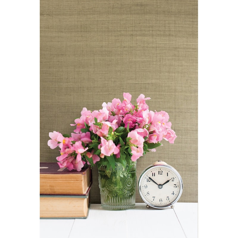 Advantage Ruslan Taupe Grasscloth Wallpaper - 36in x 288in x 16.025in
