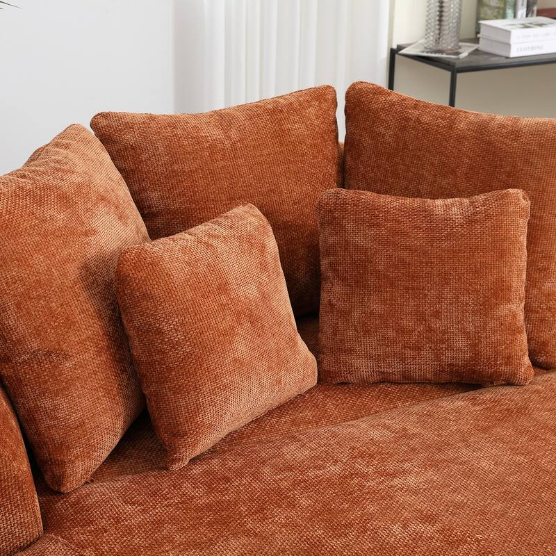 59.8''W Oversized Sofa Chair Set, Round Accent Barrel Chair With 5 Pillows and 1 Storage Ottoman